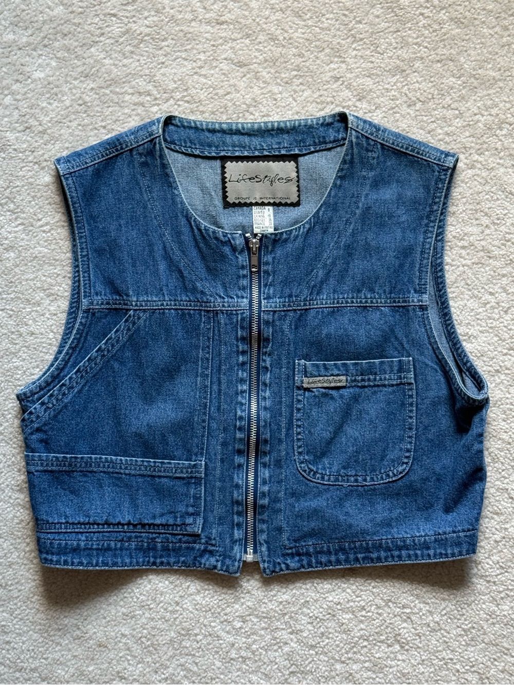 💙 denim zip front vest
